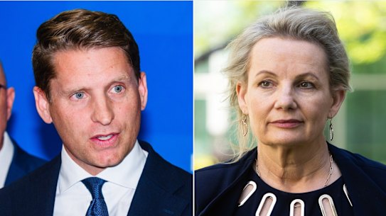 Liberal frontbencher Andrew Hastie and leader Sussan Ley.