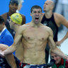 Michael Phelps after the men’s 4x100m freestyle final in Beijing in 2008. 