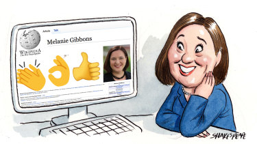 Liberal MP Melanie Gibbons' Wikipedia page has had a spring clean from someone in Parliament House. Illustration: John Shakespeare