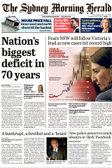 The front page of the Sydney Morning Herald. 