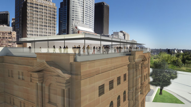 Artist's impression of a proposed rooftop restaurant on the State Library.