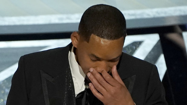Happy tears or slappy tears? Will Smith breaks down as he delivers his acceptance speech.