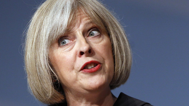 Then home secretary Theresa May speaks at the Conservative party conference in 2010.