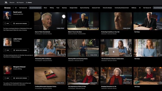 The MasterClass library: David Lynch, Jodie Foster, Margaret Atwood and others.