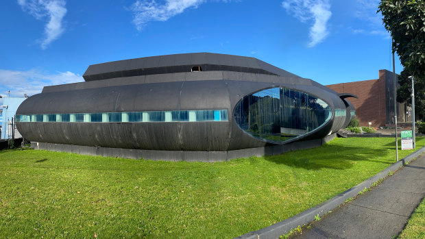 Atari’s spaceship-like former headquarters at 1076 Centre Road in Oakleigh.