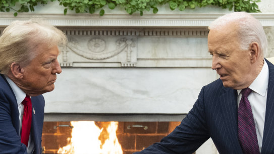 President Joe Biden meets with President-elect Donald Trump in the Oval Office of the White House, Wednesday, Nov. 13, 2024, in Washington. (AP Photo/Evan Vucci)
