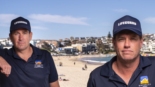 Waverley Council's lifeguard coordinator Bruce Hopkins (front) and manager of lifeguard services Matt du Plessis. 