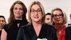 Victorian Premier Jacinta Allan on Tuesday with colleagues who were invited to defend the handling of the CFMEU scandal.