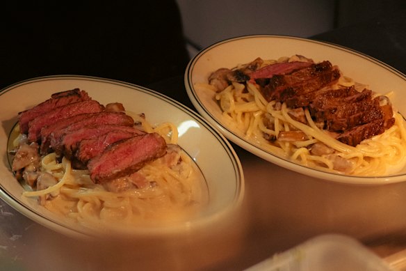 Steak served with carbonara is available for $25 on Thursdays.