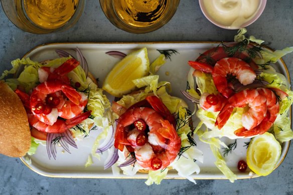 Adam Liaw’s chilli prawn sandwiches.