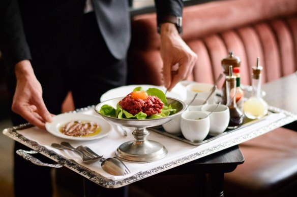 Virginia Trioli recommends steak tartare mixed tableside at Gimlet.