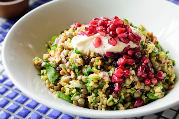 Hellenic Republic's popular Cypriot grain salad is packed with protein-packed lentils. 