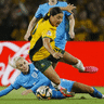 Sam Kerr was the target of some rough tackling early on against England.