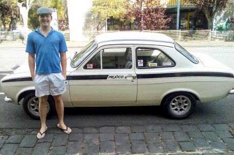 Tom Cowie with his first car, a 1972 Ford Escort. It needed to be fed and a job beckoned.