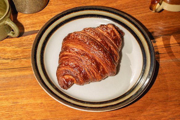 The darkly crusted croissants. 