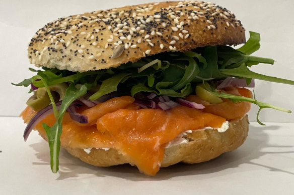 Lox bagel sandwich from Savion Cakes &amp; Bagels, Balaclava.
