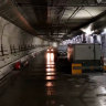Inside the West Gate Tunnel on Monday.