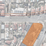 Houses at risk from the widening of Parramatta Road (red dotted line marks edge of the new road, the orange line the edge of the space including pavement).