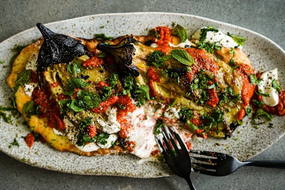 Blitz the eggplant skin through the yoghurt for extra smokiness.