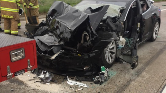 A traffic collision involving a Tesla Model S sedan in Utah in May last year.