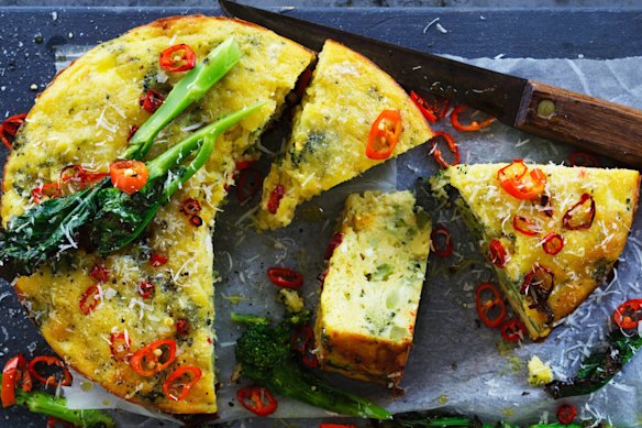Helen Goh's roasted broccoli, chilli and ricotta cake.