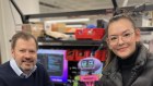 Minister for industry science and technology Ed Husic and the cofounder of Andromeda Grace Brown at MassRobotics headquarters in Boston.