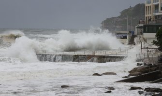 Heavy seas lashed NSW’s coast on Sunday, with hazardous surf warnings still in place on Monday.