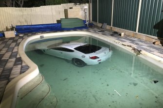 The car at the bottom of a residential pool in Thornlie.
