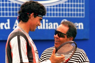 Nick Bollettieri, seen here with Mark Philippoussis, is less than flattering about Boris Becker.