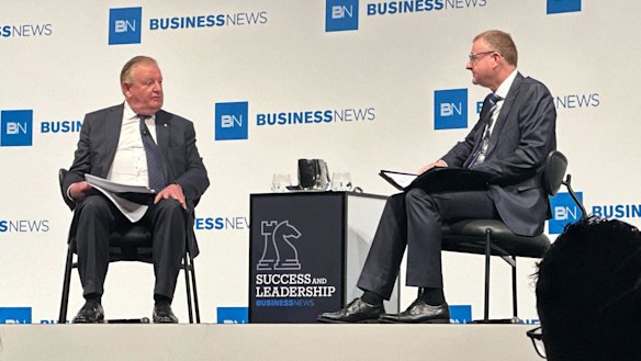 Property developer Nigel Satterley speaking at this morning’s Business News breakfast event.