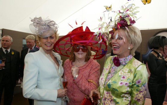 Lady Sonia McMahon, Eileen Bond and Lady Susan Renouf in the Moet tent in the Birdcage back in 2003.