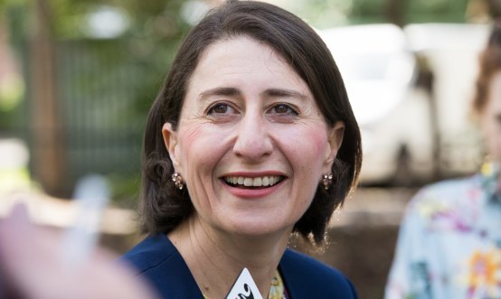 An election victory to savour: Premier Gladys Berejiklian at Sanders Park, Willoughby.
