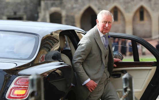 Britain's Prince Charles arrives for the wedding of Princess Eugenie of York and Jack Brooksbank.