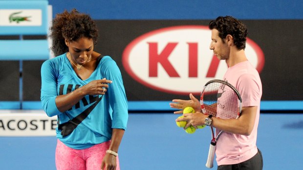 Serena Williams with coach Patrick Mouratoglou at the Australian Open in Melbourne.