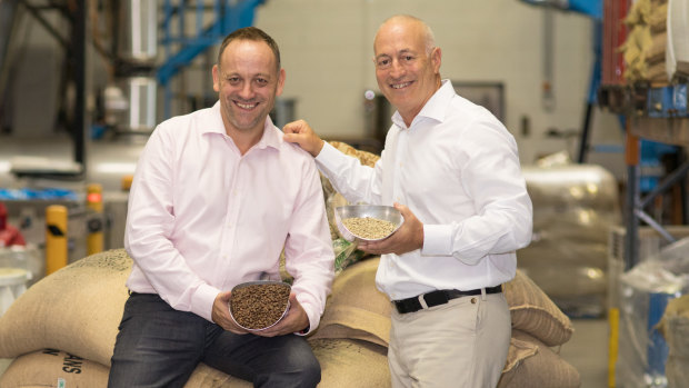 Merlo Coffee chief executive officer and director James Wilkinson and founder Dean Merlo.