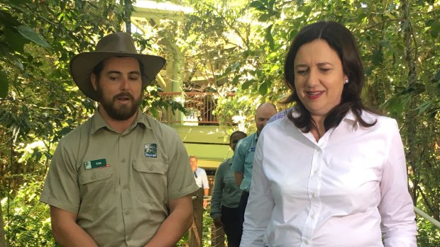 Premier Annastacia Palaszczuk visits the Skyrail tourist attraction in the Daintree Rainforest in north Queensland on Friday.