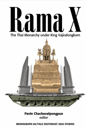 The cover is unsubtle in its depiction of the King taking over Bangkok’s Democracy Monument.