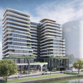 An artist’s impression of a 16-storey proposal for 438-444 Nepean Highway, Frankston, by Pace Development Group. Its future will also be determined by VCAT.