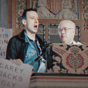 Peter Tatchell disrupts the Archbishop of Canterbury’s Easter sermon in 1998.