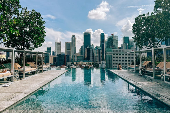 Lap up the city skyline views from Mondrian Singapore Duxton’s rooftop pool.