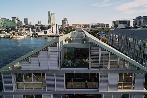 The two-storey penthouse in Wharf 8 was sold by Leonie and Shayne Smyth for a suburb high of $23 million.