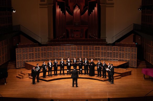 The Russian Orthodox Male Choir performs at Sydney Conservatorium in July 2022.