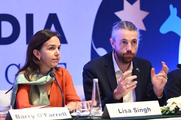 Lisa Singh and Mike Cannon-Brookes at the Australia India Leadership Dialogue