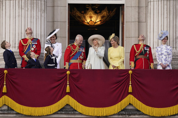 The royal family appears on Buckingham Palace’s famous balcony after Trooping the Colour in June.