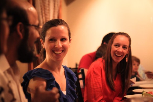 Renee Heath, right, speaking with Jonathan David, left, and Patrick and Clare McIvor’s sister-in-law Heidi McIvor, who became the face of Australia’s anti-same-sex marriage campaign, in 2014.