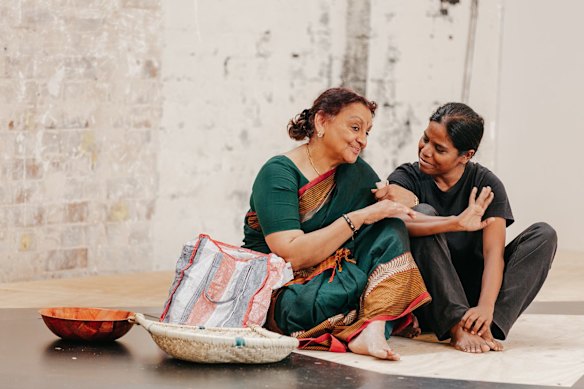 Anandavalli and Kalieaswari Srinivasan in rehearsals for the new production of The Jungle and the Sea at Belvoir St Theatre.