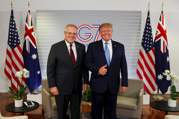 Scott Morrison meets Donald Trump at the G7 summit in Biarritz, France.