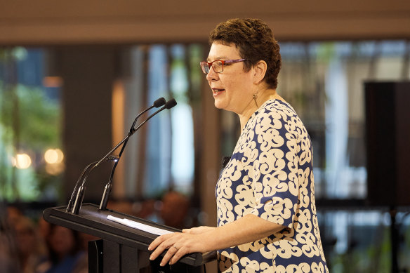 NSW Planning Department secretary Kiersten Fishburn at a lunch hosted by the Urban Development Institute of Australia.