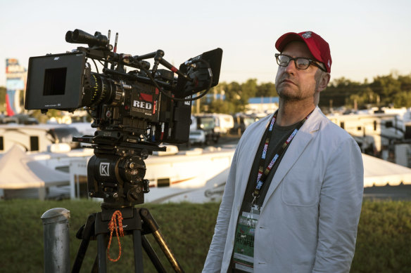 Steven Soderbergh  on the set of his film Logan Lucky.