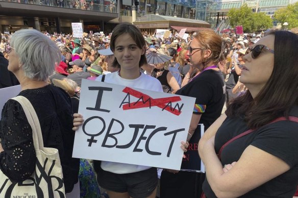 Thousands marched in one of the first Women’s Marches 4 Justice rallies in Perth on Sunday.